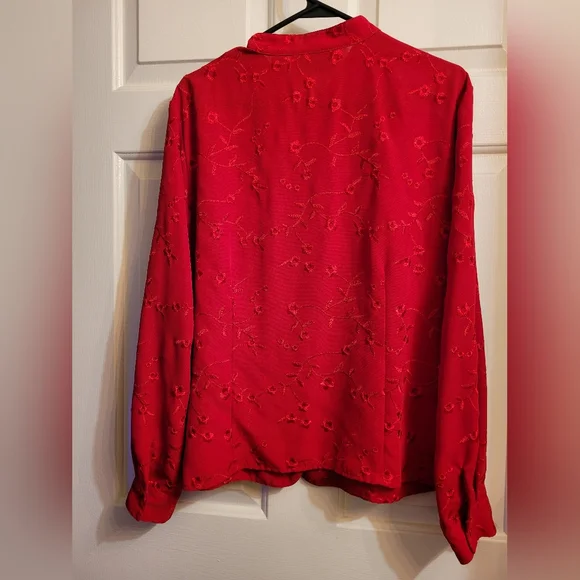 🎳 Bright red Sarah Bentley Embroidered long sleeve blouse XL - Picture 2 of 5